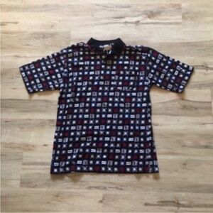 Golf Swing & Ball Vintage Black and Red Checkered Polo Shirt